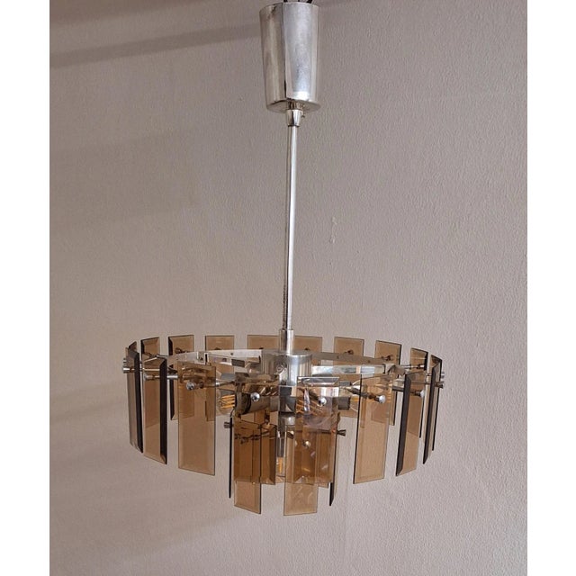 Vintage Chandelier with Silver-Colored Metal Frame, 1970s For Sale - Image 4 of 8