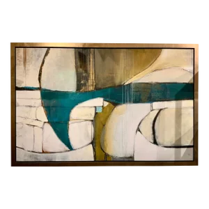 Abstract Modern Turquoise and Gold “Hammerhead” Giclee on Canvas