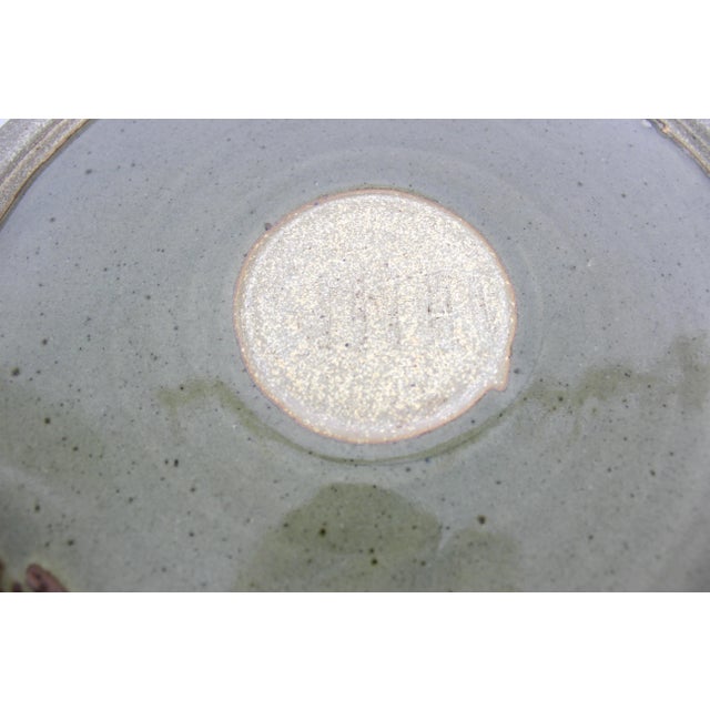 Vintage Large Green Studio Pottery Platter, Signed For Sale - Image 6 of 9