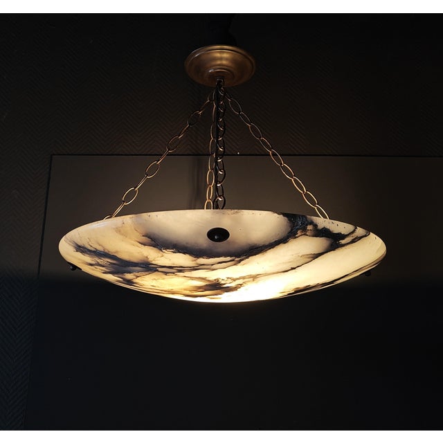 Alabaster Hanging Lamp, 1930s For Sale - Image 3 of 13