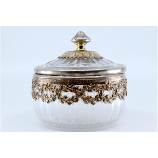 Compote in Cut Glass with Cut Silver Structure and Lid Knob For Sale - Image 10 of 11