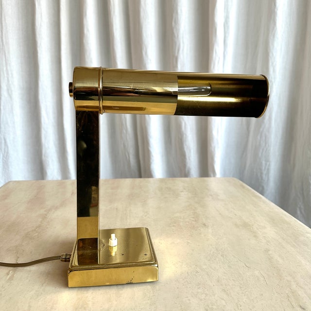 Mid-Century Modern Mid-Century German Brass Table Lamp with Adjustable Shade, 1960s For Sale - Image 3 of 13