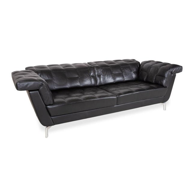 Three-Seater Sofa in Black Leather from de Sede For Sale - Image 6 of 18