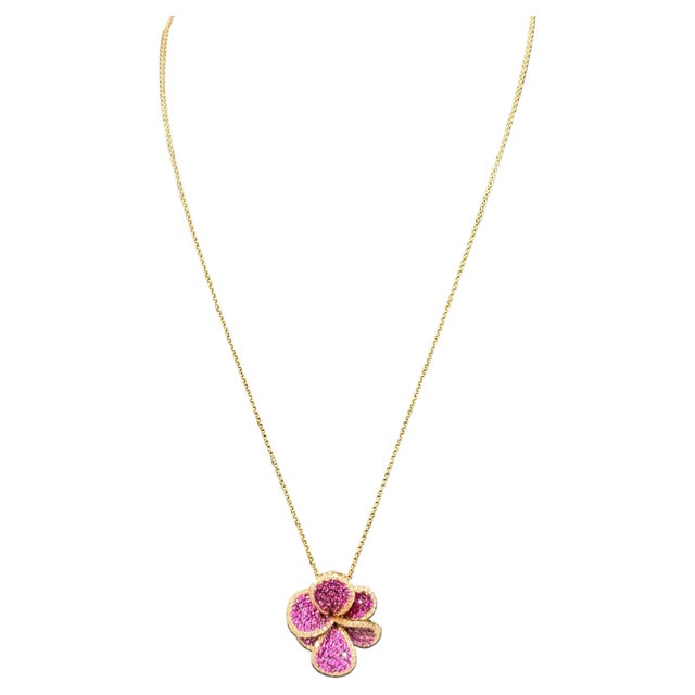 Designer Effy's Natural Pink Sapphire & Diamond Pendant /Necklace 14Kt Rose Gold For Sale - Image 17 of 18