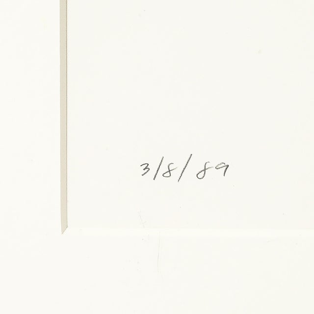 Mid-Century Modernist Abstract Lithograph in White and Black Signed Mona Mark For Sale - Image 10 of 11