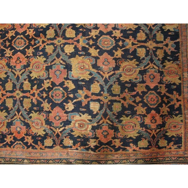 Traditional Beautiful Large Antique Persian Khorassan Moud Rug With Floral Background on Navy Color For Sale - Image 3 of 5