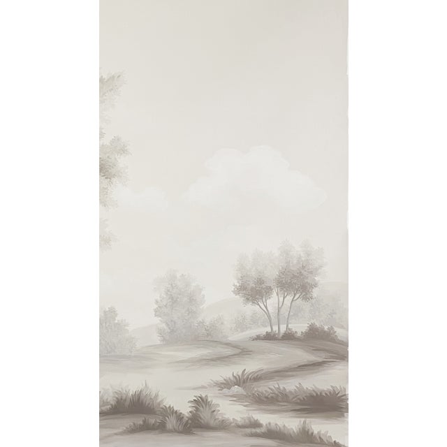 36" * H96" * 2ps, Hand-Painted Forest-Inspired Big Tree Scenic Wallpaper, French Natural Tree Landscape Wallpaper For Sale - Image 4 of 5