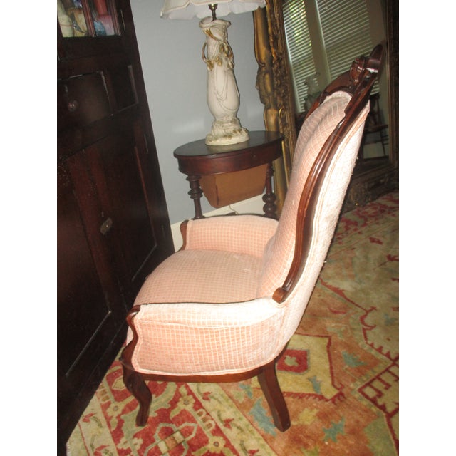 Mid 19th Century Antique Walnut Renaissance Revival Hand Carved With Ladies Face Parlor Chair For Sale - Image 5 of 12