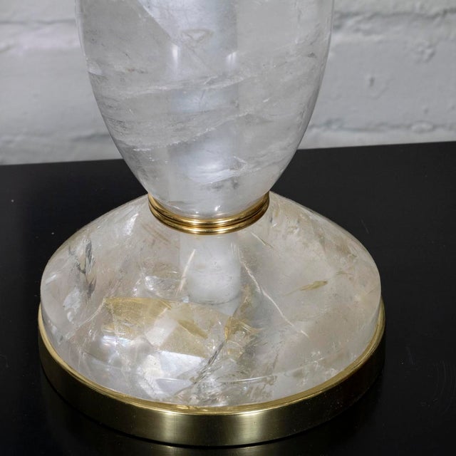 Metal Pair of barrel shaped rock crystal table lamps For Sale - Image 7 of 7
