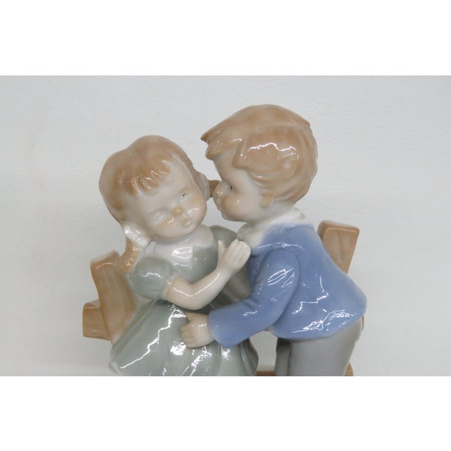 1970s Lego Japan Young Love 1970s Porcelain Figurine Boy Girl Kissing Statuette 4486b For Sale - Image 5 of 12