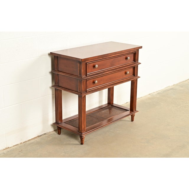 Drexel Heritage Drexel Heritage French Regency Louis XVI Carved Mahogany and Cane Console Table or Server For Sale - Image 4 of 14