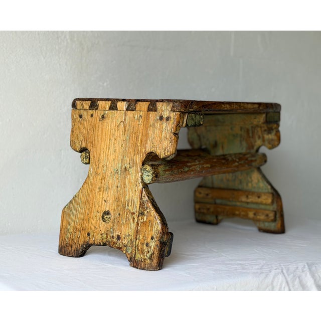 Antique Rustic Wooden Bench, 1890s For Sale - Image 10 of 16