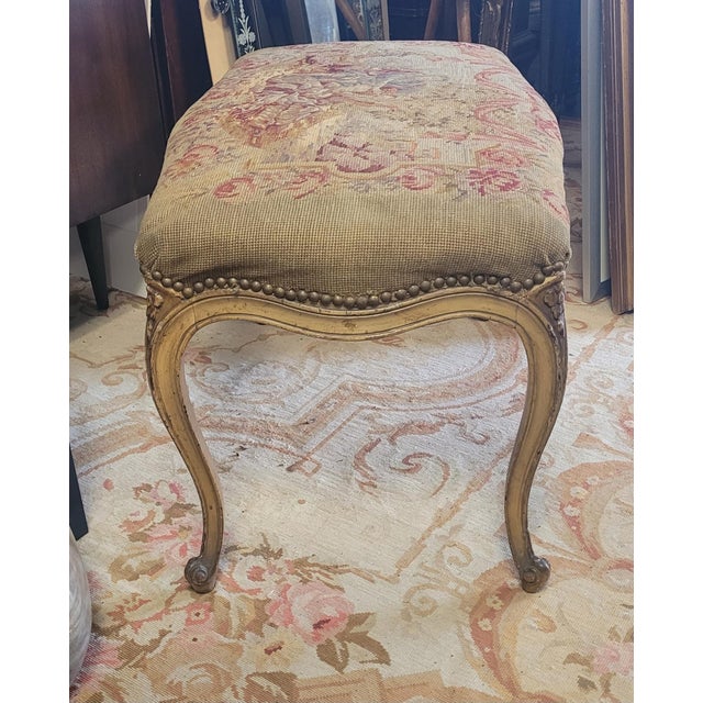 Late 19th Century Fine Antique Ca1900 French Small Stool Tapestry Covering For Sale - Image 5 of 11