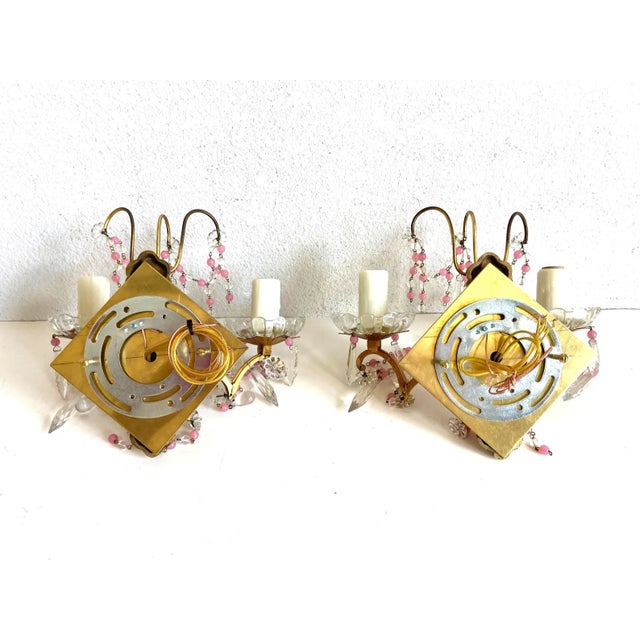 Midcentury French Crystal Sconces - a Pair For Sale - Image 14 of 14
