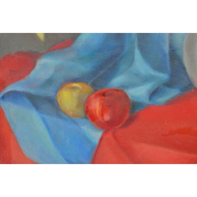 American Mid Century Still Life Painting of Black Cat and Vase, Signed, 1940s by Joseph Tanous For Sale - Image 3 of 6