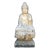 Chinese Oriental Distressed White Marble Stone Carved Sitting Buddha For Sale