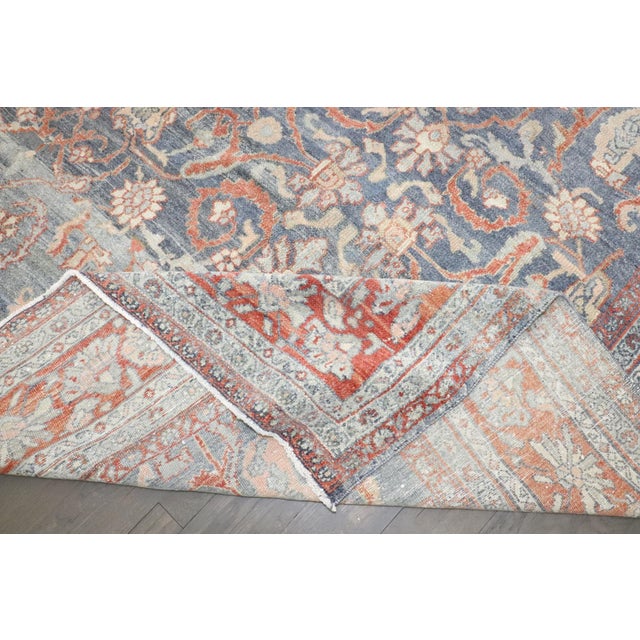 Textile Blue Persian Antique Bibikabad Room 19th Century Rug For Sale - Image 7 of 10