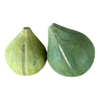 Mid 20th Century Italian Alabaster Green Figs - A Pair For Sale