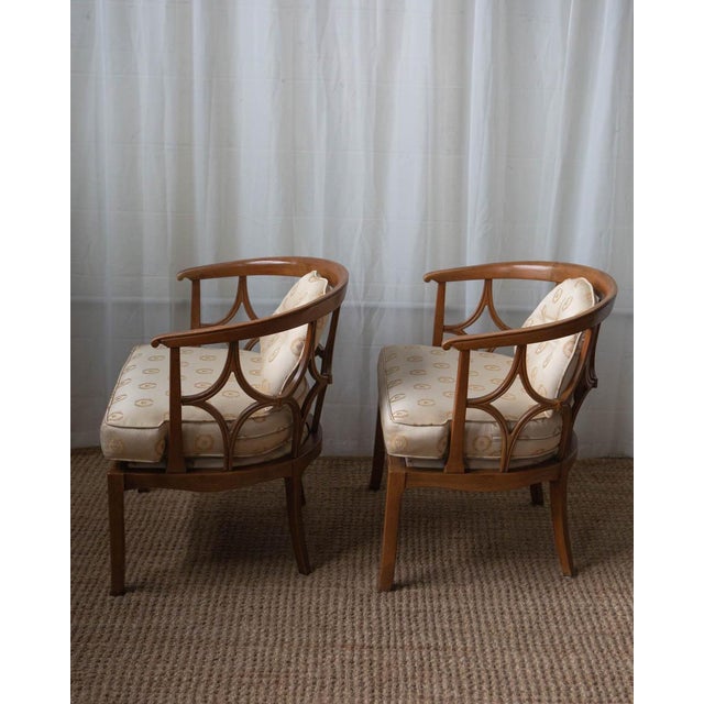 Mid 20th Century Mid-Century Modern Attributed to Billy Haines Fruitwood Lounge Chairs - A Pair For Sale - Image 5 of 15