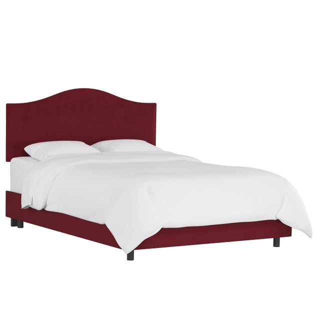 Textile Kenmore Bed in Berry Classic Velvet, Queen For Sale - Image 7 of 7