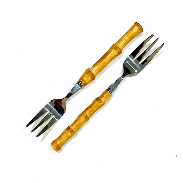1990s Bamboo and Polished Stainless Steel Flatware - 20 Piece Set - Four 5 Place Settings For Sale - Image 9 of 12
