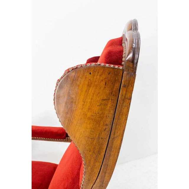 Red French Louis Philippe Armchair, 1800s For Sale - Image 8 of 10