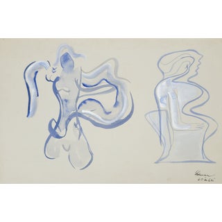 Two Abstracted and Lonely Figures - Robert Lohman, C. 1962 For Sale
