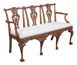 Antique George III Mahogany Triple Chair Back Sofa Settee