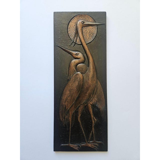 Wall Wood Relief Sculpture of Herons, 1960s For Sale - Image 6 of 14