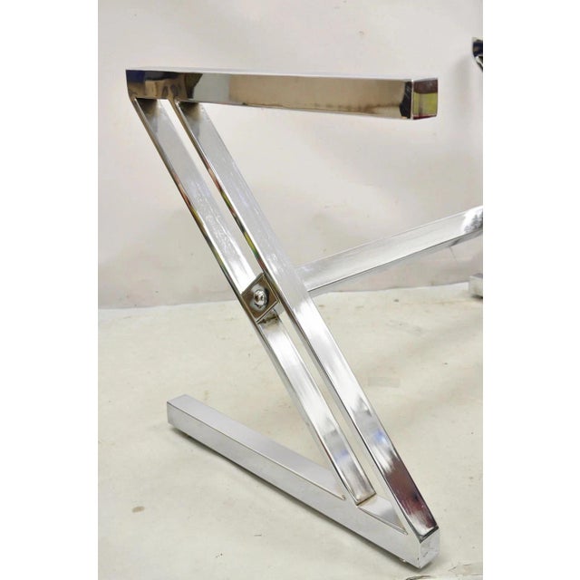 Mid-Century Modern Vintage Mid Century Modern Chrome Frame Z Shaped Metal Desk Dining Table Base For Sale - Image 3 of 11