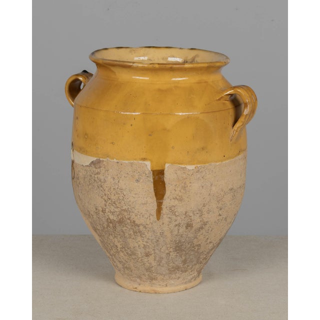 Yellow French Terracotta Vase or Pot À Confit 13.5"h For Sale - Image 8 of 12