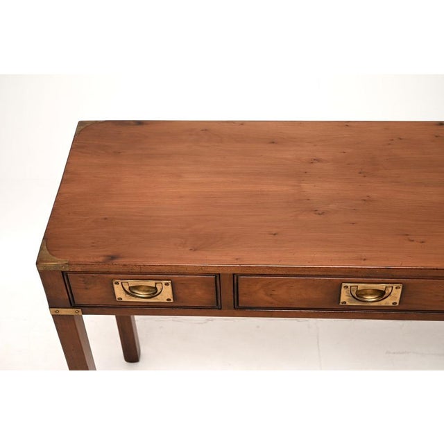 Wood Military Campaign Yew Wood Console Table, 1930s For Sale - Image 7 of 12