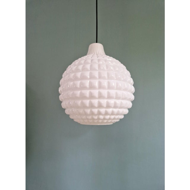 Space Age White Opaline Glass Spherical Pendant Light, 1960s For Sale - Image 13 of 13