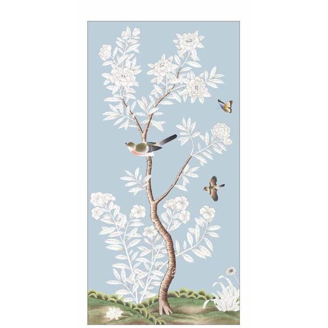 Chinoiserie 30"*60", a Set of Two Panels French Blue Chinoiserie Wall Art (Set of 2, Unframed) For Sale - Image 3 of 9