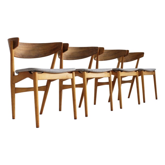 Vintage Danish Model 7 Dining Chairs by Helge Sibast, 1960s, Set of 4 For Sale