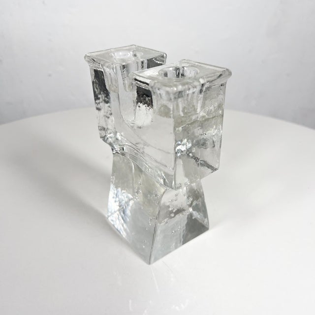 Mikasa Modern Art Glass Tower Dual Candle Holder Mikasa Walther West Germany For Sale - Image 4 of 9