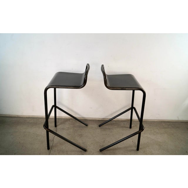 Industrial Architectural Bent Metal Bar Stools - A Pair For Sale In Los Angeles - Image 6 of 12