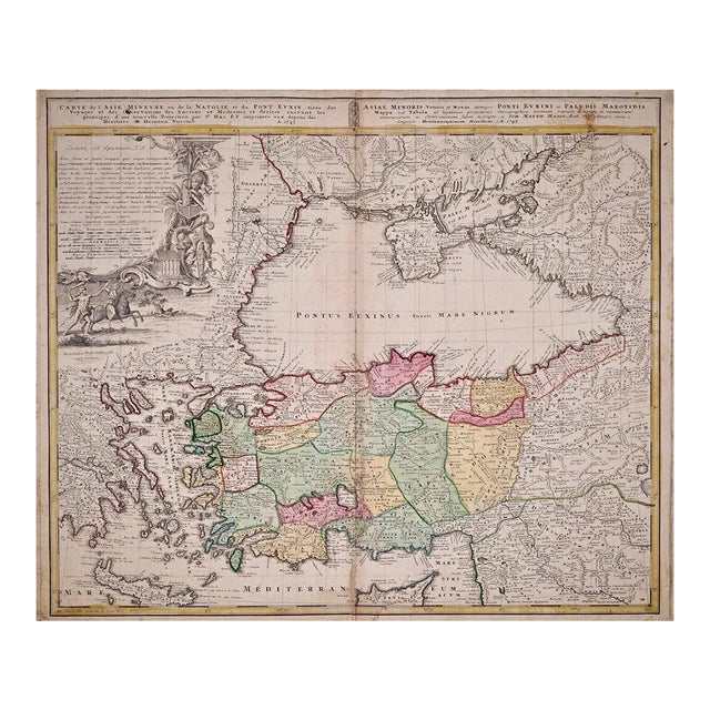Black Sea, Turkey and Asia Minor: Hand-Colored 18th Century Homann Map For Sale