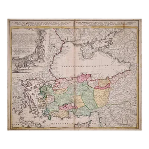 Black Sea, Turkey and Asia Minor: Hand-Colored 18th Century Homann Map