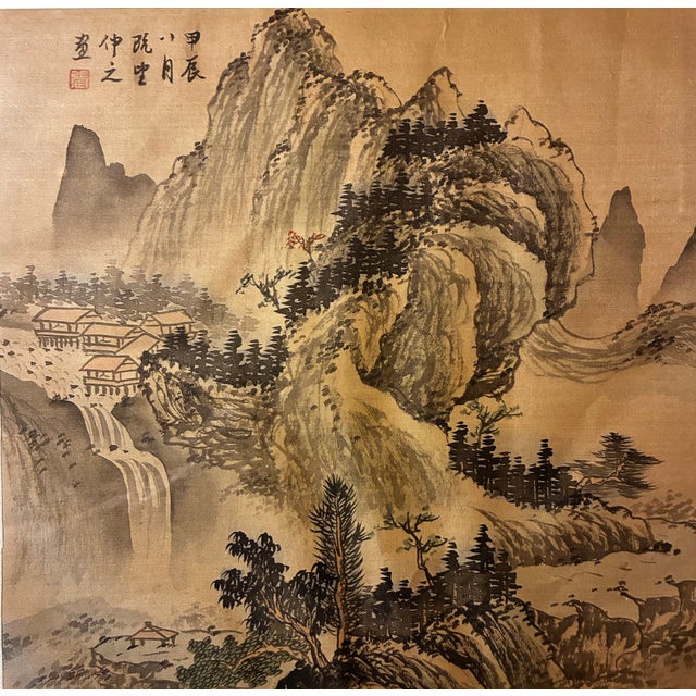 A Pair of Chinese Paintings, Ink and Color on Silk, 20th Century, Signed For Sale - Image 13 of 14