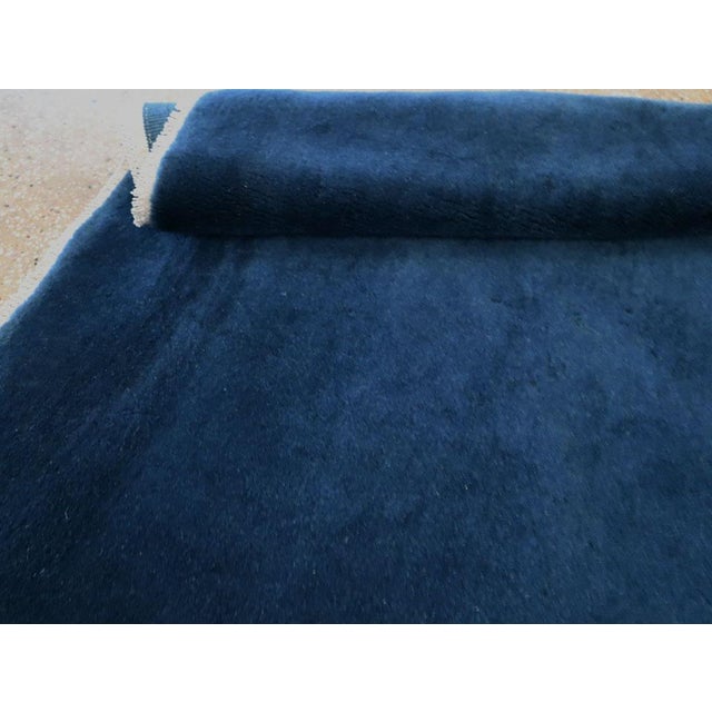 Galerie Shabab Collection Mid-20th Century Handmade Chinese Art Deco Throw Rug in Blue For Sale - Image 9 of 9