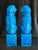 Chinoiserie Mid-Century Vintage Turquoise Blue Foo Dogs. Matching Pair For Sale - Image 3 of 12