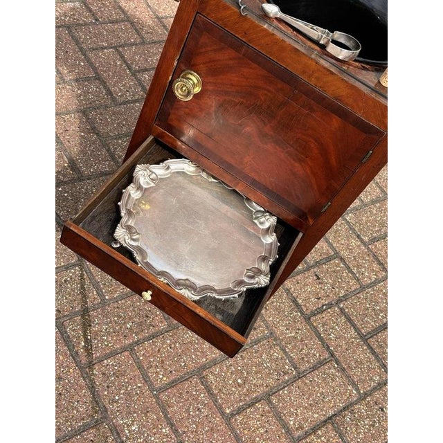 Georgian Mahogany Wine Cooler with Handles For Transportation, with Fittings. Has removable bucket, comes with 2 silver...