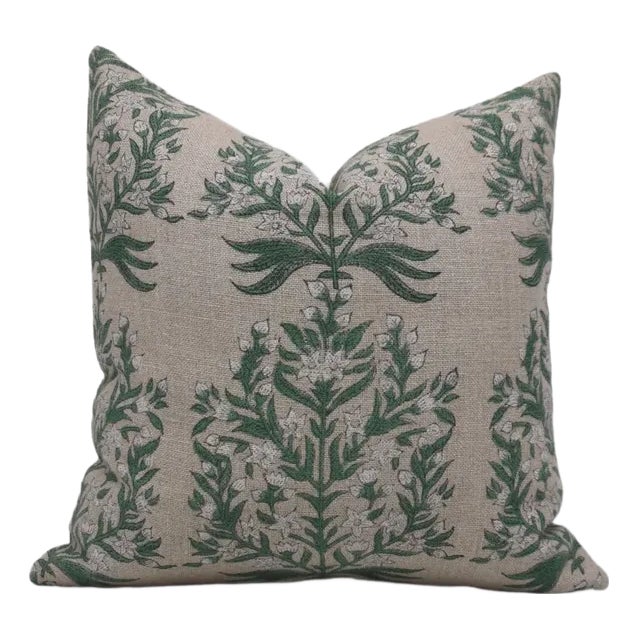 Fabdivine Handmade Floral Cushion Cover Thick Linen 14x36 Pure Linen- Vrindavan For Sale