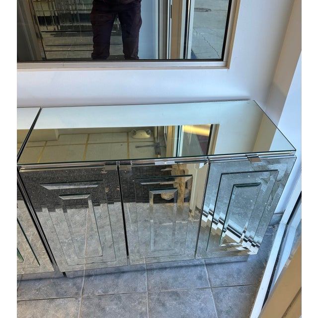 Silver 1970s Pair of Oversized Mirrored Reflections Ello Nightstands For Sale - Image 8 of 9