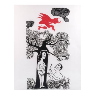 Late 20th Century Naul Ojeda Woodcut Print "Lunchtime", For Sale