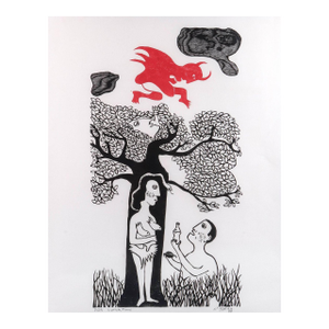 Late 20th Century Naul Ojeda Woodcut Print "Lunchtime",
