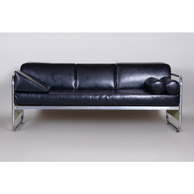 1930s Bauhaus Sofa in Chrome and Leather by Vichr a Spol, 1930s For Sale - Image 5 of 6