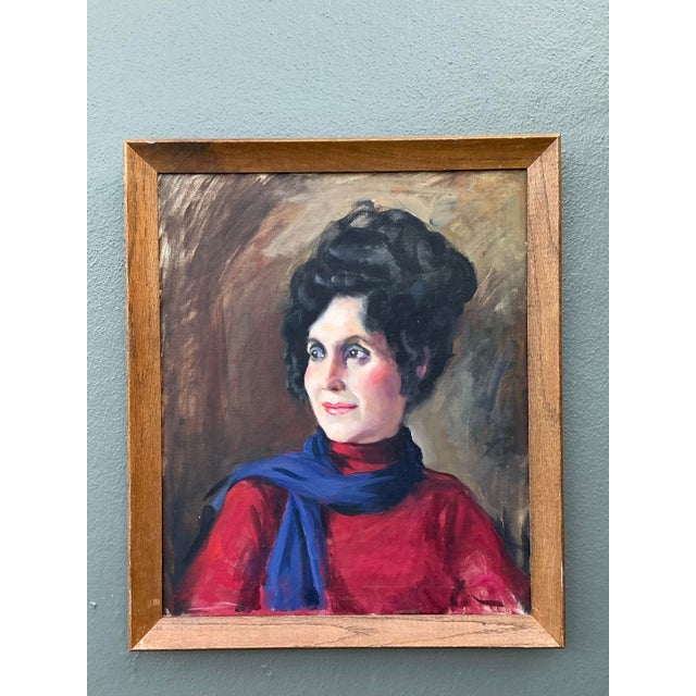 Vintage Original Oil Portrait on Canvas For Sale - Image 10 of 12