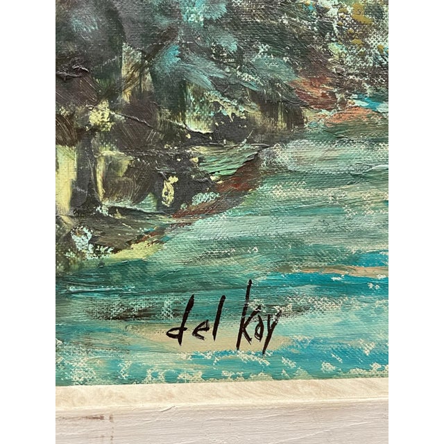 1970s Mid-20th Century Oil Painting "Woods" by Del Kay - Pacific Northwest Forest Landscape For Sale - Image 5 of 10